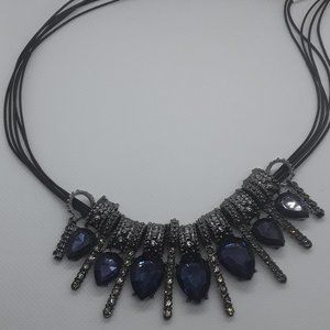 Magnificent Navy Blue Rhinestone Necklace